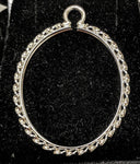 Solid Sterling Silver or Yellow Gold Filled 25x18-30x25mm Oval Rope Bezel Dangle Setting, Cinch Mount, Hoop Charm, Faceted Cabochon 263-052