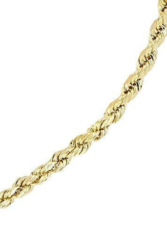 Solid 14kt Gold Medium Rope Chain Bracelet, 1.9mm Thick, 7" inch, New, Made in USA, Men's, Women's, Unisex 449-014