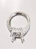 Sterling Silver or 14kt Gold 7x5-18x13 Emerald Cut Engraved Pre-Notched Blank Ring Size 7 setting 163-832/143-832