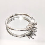Solid Sterling Silver or 14kt Gold 6x4-8x6 Oval w/ Accents Swirl blank Pre-Notched Ring setting Size  7  163-672/143-672