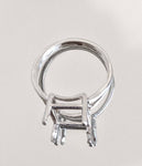 Sterling Silver 9x7-16X12 Emerald Cut Pre-Notched Blank Ring Size 5, 6, 7 or 8 shank setting 163-472