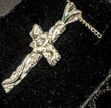 Solid Sterling Silver or 14kt Gold Rose Cross Pendant Setting, New, Made in USA 161-730/141-730