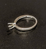 Sterling Silver 3-8mm Round 4 Prong Deep Vee Pre-Notched Blank Ring Size 4, 5, 6, 7, 8 shank setting 163-271