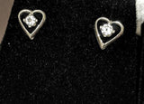 Solid Sterling Silver Natural (Genuine) Sapphire, Ruby, Emerald and More Heart Stud Earrings, Petite Earrings, Birthstone earrings