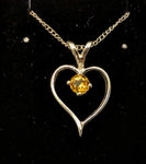 Natural Birthstone Heart Pendant, Solid Sterling Silver or Solid 14kt White or Yellow Gold, 4mm, Children's Jewelry, Fine Jewelry