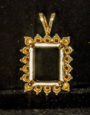 Solid Sterling Silver or 14kt Gold 6x4-16x12 Emerald Cut Cluster Pendant Setting, New, Made in USA 161-520/141-520