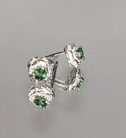 Solid Sterling Silver Natural (Genuine) Sapphire, Ruby, Emerald and More Rose Stud Earrings, Petite Earrings, Birthstone earrings