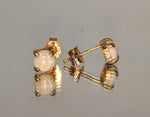 Solid 14kt Yellow, White, or Rose Gold Natural (Geniune) Australia White Opal Stud Earrings Setting, 4mm, 5mm or 6mm Round Birthstone