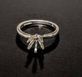 Solid Sterling Silver or 14kt Gold 4-6.5mm Round Pre-Notched 6 Prong Blank Ring Size 5-8 shank setting 163-281/143-281
