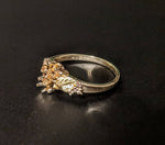 Solid 10kt Three Tone Three Stone Mothers Ring, Natural Gemstone Ruby, Sapphire, Emerald, Amethyst, Citrine, Peridot, Custom Made, 643-639