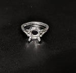 Sterling Silver 9-15mm Round 4 Prong Pre-Notched Blank Ring Size 7 shank setting 163-496