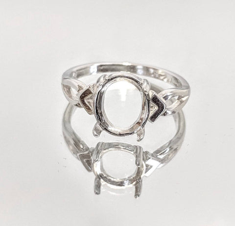 Solid Sterling Silver or 14kt Gold 8x6-18x13 Oval blank Cab (Cabochon) Vee Shank Ring setting Size 5-8, 163-569/143-569