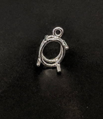 Oval Single Accent Low Profile Pendant Setting – 925 Sterling Silver, Prong Style