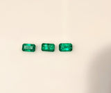 Lot of 3, Natural (Genuine) Colombian Emerald, 5x3 Emerald Cut, VS, 0.765tcw May Birthstone, Loose Stone, Bulk Lot, Wholesale Lot