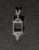 Solid Sterling Silver or 14kt White or Yellow Gold 10x8-18x13 Emerald Cut Pendant Setting with 6 Stone Accents, Made in USA 161-026/141-026