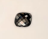 28ct, Natural Black Hematite Cab (Cabochon) 20x20mm Square Cushion Checkerboard, Top Quality Calibrated