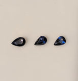 Sale! Lot of 3, Natural Genuine Deep Blue Sapphire, 6x4mm Pear, 1.445 tcw, VS, September Birthstone