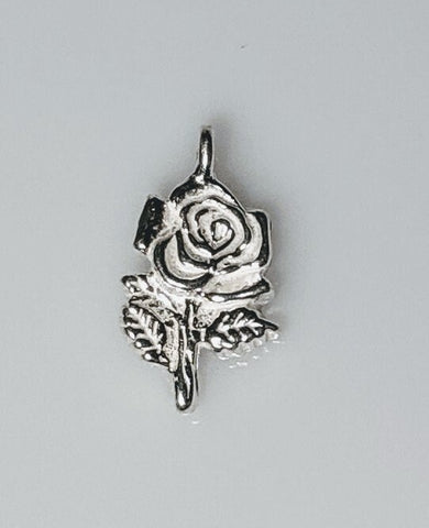Solid Sterling Silver Small Inlay Rose Pendant, Charm, DYI Jewelry, For Silversmiths, Rough Casted, Solder, 564-251