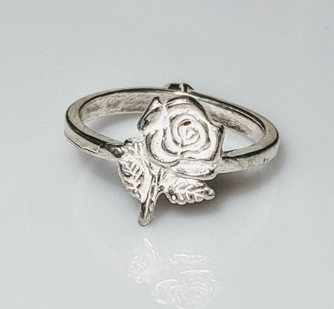 Solid Sterling Silver Inlay Rose Blank Setting, Rough Casted, DYI Jewelry, Empty Ring, Engraving, For Silversmiths, Size 4-7, 563-130