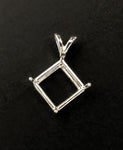 Solid Sterling Silver or 14kt Gold 6mm-11mm Square Princess Pendant Setting, New, Made in USA 161-070/141-070