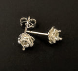 Solid Sterling Silver or 14kt Gold 1 Set (2 pieces) 2-4mm Round Birthstone Rose Accented Earrings, Setting, 162-217/142-217