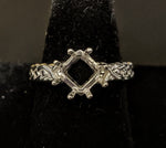 Sterling Silver or Solid 14kt Gold 8mm Square Princess 8 Prong Pre-Notched Blank Ring Size 8 shank setting 163-881/143-881