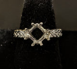 Sterling Silver or Solid 14kt Gold 8mm Square Princess 8 Prong Pre-Notched Blank Ring Size 8 shank setting 163-881/143-881