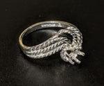 Solid Sterling Silver or 14kt Gold 4-6mm Round Ladies Rope Swirl Pre-Notched Blank Ring Size 6-8 setting 163-263/143-263