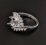 Solid Sterling Silver or 14kt Gold 8x6mm Oval Cluster ByPass Pre-Notched Blank Ring Size 7 setting 163-548/143-548