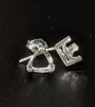 Solid Sterling Silver or 14kt Gold 1 Set (2 pieces) 4mm-10mm Trillion Vee Prong Earrings Setting, 162-185/142-185