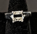 Solid Sterling Silver or 14kt Gold 3.5-9mm Round 4 Prong Tulip Pre-Notched Blank Ring Size 7 setting 163-270/143-270