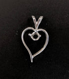 Solid Sterling Silver or 14kt Gold 4mm Round Fancy Heart Pendant Setting, New, Made in USA 161-241/141-241