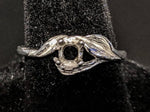 Sterling Silver or Solid 14kt Gold 4 - 7mm Round Three Leaf Pre-Notched Blank Ring Size 7 shank setting 163-440/143-440