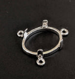 Solid Sterling Silver or 14k Gold 7x5-18x13mm Oval Cab (Cabochon) "Y" Dangle 3 Ring Link Setting, 166-678/146-678