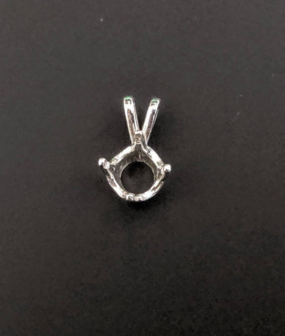Solid Sterling Silver or 14kt Gold 2mm-8mm Round 4 Prong Pendant Setting, New, Made in USA 161-114/141-114