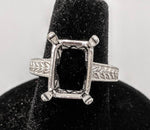 Sterling Silver or 14kt Gold 7x5-18x13 Emerald Cut Engraved Pre-Notched Blank Ring Size 7 setting 163-832/143-832