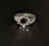 Solid Sterling Silver or 14kt Gold 8x6-14mm Oval 4 Prong Pre-Notched Offset Blank Ring Size 7 shank setting 163-665/143-665