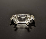 Sterling Silver or 14kt Gold 10x08 Emerald Cut Side with Tirllion Accents Pre-Notched Blank Ring Size 7 setting 163-290/143-290