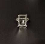 Solid Sterling Silver or 14kt Gold 10x8-20x15 Emerald Cut Pre-Notched Cathedral Blank Ring Size 7 setting 163-479/143-479