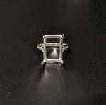 Solid Sterling Silver or 14kt Gold 18x13 Emerald Cut Pre-Notched Cathedral Blank Ring Size 7 or 8 setting 163-838/143-838