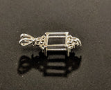 Solid Sterling Silver or 14kt White or Yellow Gold 10x8-18x13 Emerald Cut Pendant Setting with 6 Stone Accents, Made in USA 161-026/141-026