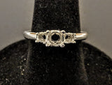 Sterling Silver or 14kt Gold Round Three Stone Pre-Notched Blank Ring Size 7 shank setting 143-821/163-821