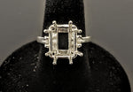 Solid Sterling Silver or 14kt Gold 12x10-16x12 Emerald Cut Pre-Notched Blank Ring Size 7 setting 163-865/143-865