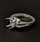 Solid Sterling Silver or 14kt Gold 8mm Fancy Double Heart Pre-Notched Blank Ring Size 7 shank setting 163-848/143-848
