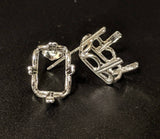 Solid Sterling Silver or 14kt Gold 1 Set (2 pieces) 12x10-20x15mm Emerald Cut Regalle Earrings Setting USA 162-029/142-029