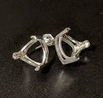 Solid Sterling Silver or 14kt Gold 1 Set (2 pieces) 4mm-10mm Trillion Vee Prong Earrings Setting, 162-185/142-185