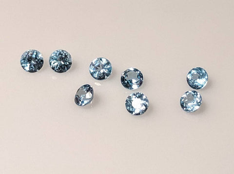1tcw, Lot of Natural African Sky Blue Topaz, 3mm Round, VVS Eye Clean, Loose Stone, December, Accent, Bulk stones