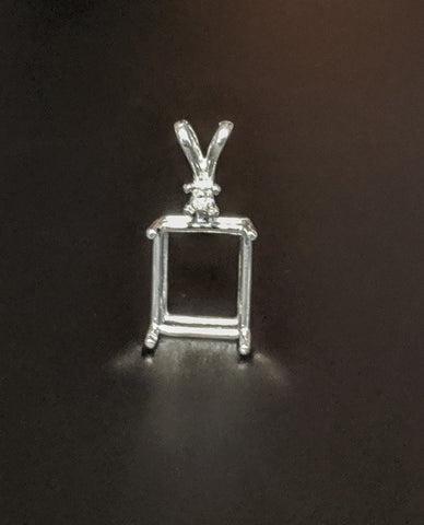 Solid Sterling Silver or 14kt White or Yellow Gold 6x4-22x16 Emerald Cut Pendant Setting with Accents, New, Made in USA 161-021/141-021