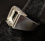 Sterling Silver or Solid 10kt Gold 10x8-12X10 Emerald Cut Pre-Notched Blank Mens Ring Size 10 shank setting 163-304/143-304