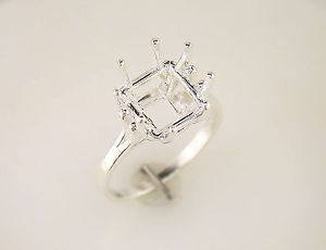 Sterling Silver or 14kt Gold 5-12mm Square 8 Prong Pre-Notched Blank Ring Size 7 shank setting 163-845/143-845